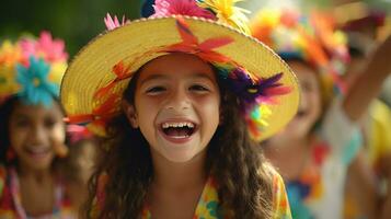 contento niños celebra dia Delaware la raza. generativo ai foto