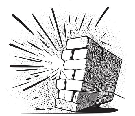 Building brick hand drawn sketch Vector illustration Construction site