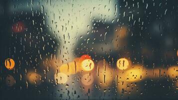 raindrops on the glass, abstract background, drops of water on the glass photo