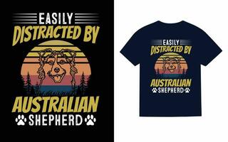 australiano pastor perro camiseta diseño vector