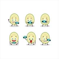 Photographer profession emoticon with slice of ambarella cartoon character vector