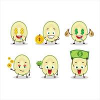 Slice of ambarella cartoon character with cute emoticon bring money vector