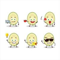 Slice of ambarella cartoon character with various types of business emoticons vector