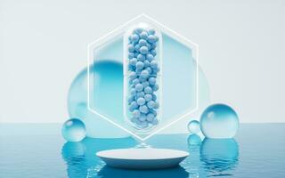 Capsule and water surface, 3d rendering. photo