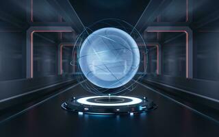 Digital sphere with technology background, 3d rendering. photo