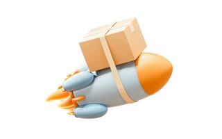 Logistics and rocket, fast transportation, 3d rendering. photo