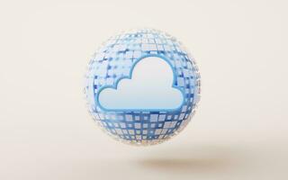 Cloud computing with digital sphere, 3d rendering. photo