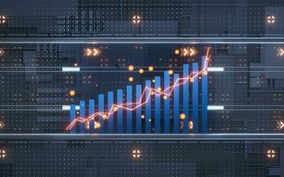 statistical graph with business finance concept, 3d rendering. photo