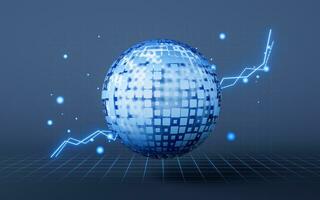 Digital earth with financial graph, 3d rendering. photo