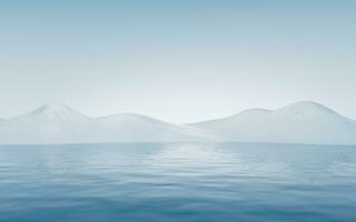 Lake and water surface background, 3d rendering. photo