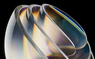 Colorful curve glass with dispersion, 3d rendering. photo