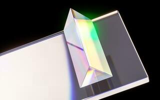 Glass geometries with dispersion colors, 3d rendering. photo