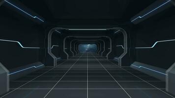 futuristische tunnel en leeg kamer, 3d weergave. video