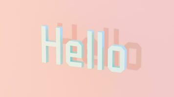 'Hello' and 'welcome' text playing on a loop, 3d rendering. video