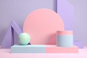 Minimal pastel product podium background for cosmetic presentation.Created with Generative AI technology photo