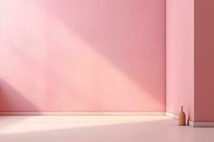 Minimal model empty room with light from windows.modern,Minimal background for products presentation.Created with Generative AI technology photo