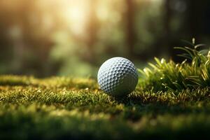 Golf ball with sport background design for banner with copy space.Created with Generative AI technology. photo