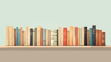 Flat design of pile of books. Generative AI photo