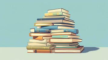 Flat design of pile of books. Generative AI photo