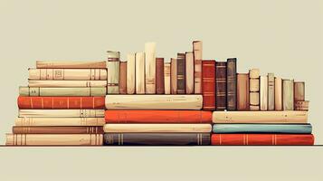 plano diseño de pilas de libros. generativo ai foto