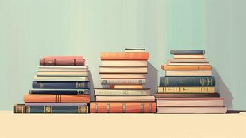 Flat design of stacks of books. Generative AI photo