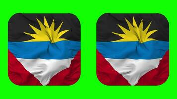 Antigua and Barbuda Flag in Squire Shape Isolated with Plain and Bump Texture, 3D Rendering, Green Screen, Alpha Matte video