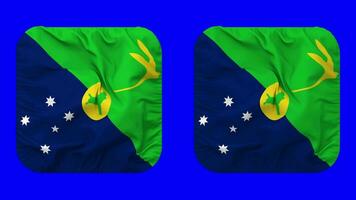 Territory of Christmas Island Flag in Squire Shape Isolated with Plain and Bump Texture, 3D Rendering, Green Screen, Alpha Matte video