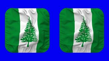 Territory of Norfolk Island Flag in Squire Shape Isolated with Plain and Bump Texture, 3D Rendering, Green Screen, Alpha Matte video