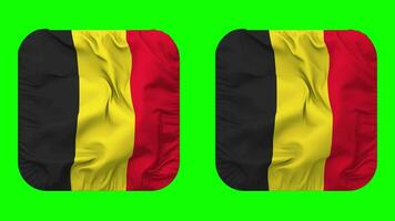 Belgique drapeau dans écuyer forme isolé avec plaine et bosse texture, 3d le rendu, vert filtrer, alpha mat video