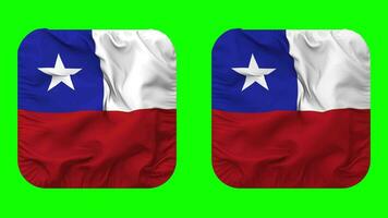 Chile Flag in Squire Shape Isolated with Plain and Bump Texture, 3D Rendering, Green Screen, Alpha Matte video