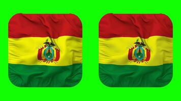 Bolivien Flagge im Knappe gestalten isoliert mit einfach und stoßen Textur, 3d Wiedergabe, Grün Bildschirm, Alpha matt video