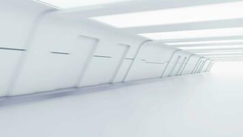 Empty white tunnel with futuristic style, 3d rendering. video