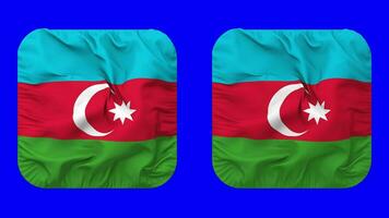 Azerbaijão bandeira dentro escudeiro forma isolado com avião e colisão textura, 3d Renderização, verde tela, alfa fosco video