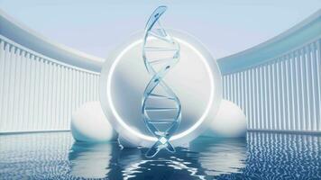 DNA with water surface, 3d rendering. video