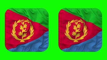 eritrea flagga i väpnare form isolerat med enkel och stöta textur, 3d tolkning, grön skärm, alfa matt video