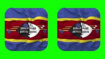 Eswatini Flag in Squire Shape Isolated with Plain and Bump Texture, 3D Rendering, Green Screen, Alpha Matte video