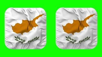 Cyprus Flag in Squire Shape Isolated with Plain and Bump Texture, 3D Rendering, Green Screen, Alpha Matte video
