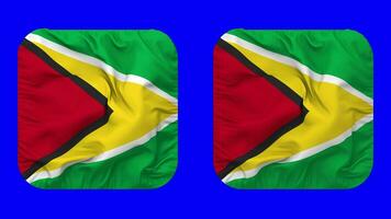 Guyana Flag in Squire Shape Isolated with Plain and Bump Texture, 3D Rendering, Green Screen, Alpha Matte video