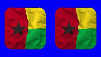 Guinea Bissau Flag in Squire Shape Isolated with Plain and Bump Texture, 3D Rendering, Green Screen, Alpha Matte video