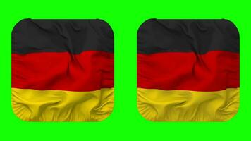 Allemagne drapeau dans écuyer forme isolé avec plaine et bosse texture, 3d le rendu, vert filtrer, alpha mat video