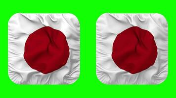 Japan Flag in Squire Shape Isolated with Plain and Bump Texture, 3D Rendering, Green Screen, Alpha Matte video