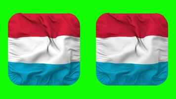 Luxembourg Flag in Squire Shape Isolated with Plain and Bump Texture, 3D Rendering, Green Screen, Alpha Matte video