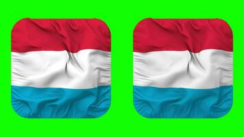 Luxembourg drapeau dans écuyer forme isolé avec plaine et bosse texture, 3d le rendu, vert filtrer, alpha mat video