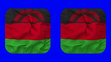 Malawi Flag in Squire Shape Isolated with Plain and Bump Texture, 3D Rendering, Green Screen, Alpha Matte video