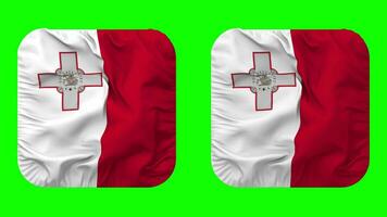 Malta Flagge im Knappe gestalten isoliert mit einfach und stoßen Textur, 3d Wiedergabe, Grün Bildschirm, Alpha matt video