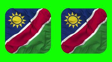 Namibia Flag in Squire Shape Isolated with Plain and Bump Texture, 3D Rendering, Green Screen, Alpha Matte video
