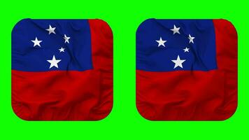 Samoa Flag in Squire Shape Isolated with Plain and Bump Texture, 3D Rendering, Green Screen, Alpha Matte video