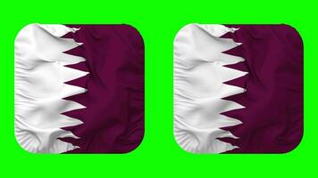 Qatar Flag in Squire Shape Isolated with Plain and Bump Texture, 3D Rendering, Green Screen, Alpha Matte video