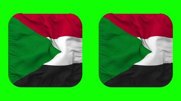 Sudan Flag in Squire Shape Isolated with Plain and Bump Texture, 3D Rendering, Green Screen, Alpha Matte video