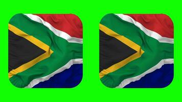 South Africa Flag in Squire Shape Isolated with Plain and Bump Texture, 3D Rendering, Green Screen, Alpha Matte video